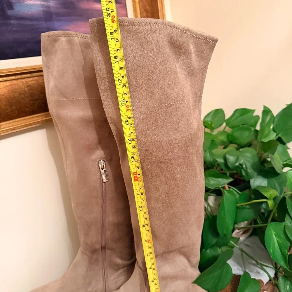 Calvin Klein Rae Size 7.5 Taupe OTK Riding Boot Stretch Equestrian Boho Chic